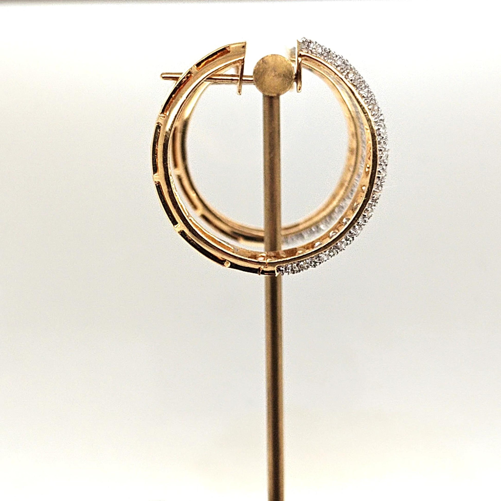 DIAMOND PAVE HOOP EARRINGS 2.24CT YELLOW GOLD