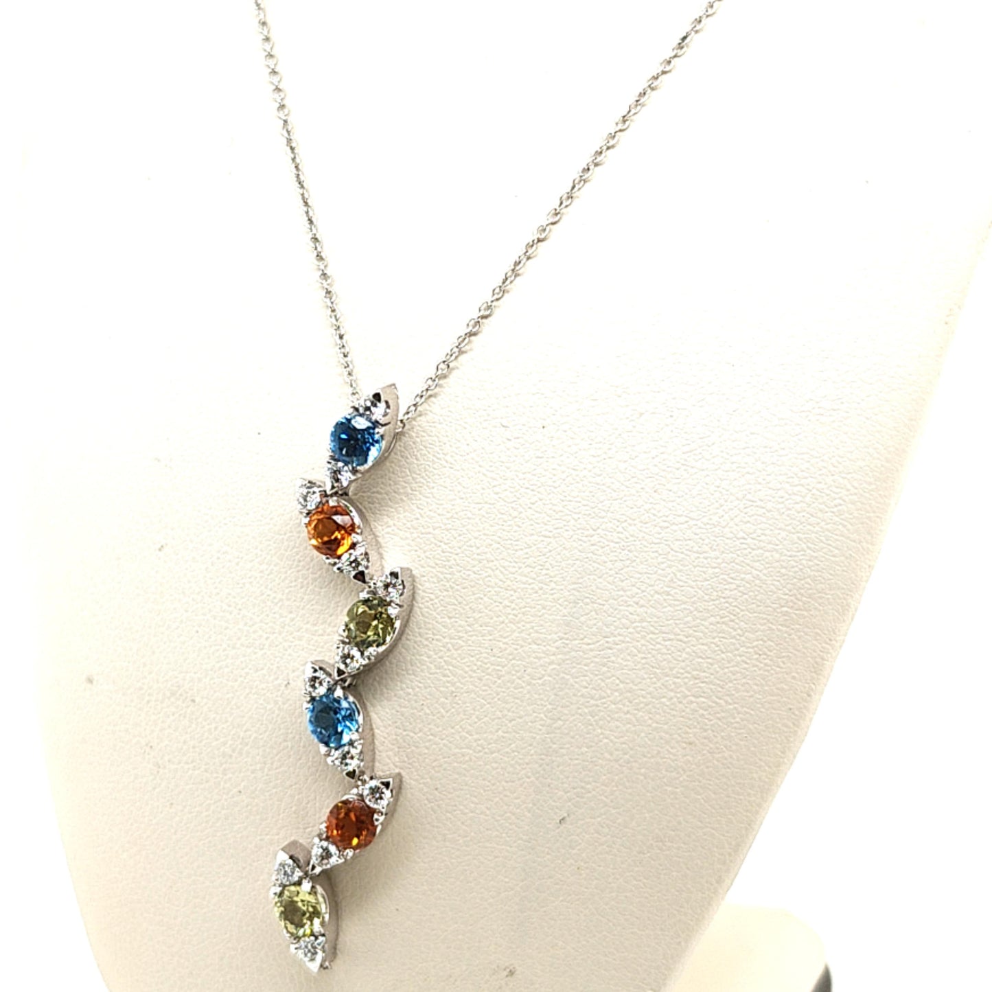 PASQUALE BRUNI MULTI COLOR GEM AND DIAMOND PENDANT NECKLACE WHITE GOLD
