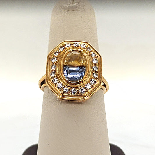 YELLOW AND BLUE SAPPHIRE DIAMOND RING YELLOW GOLD