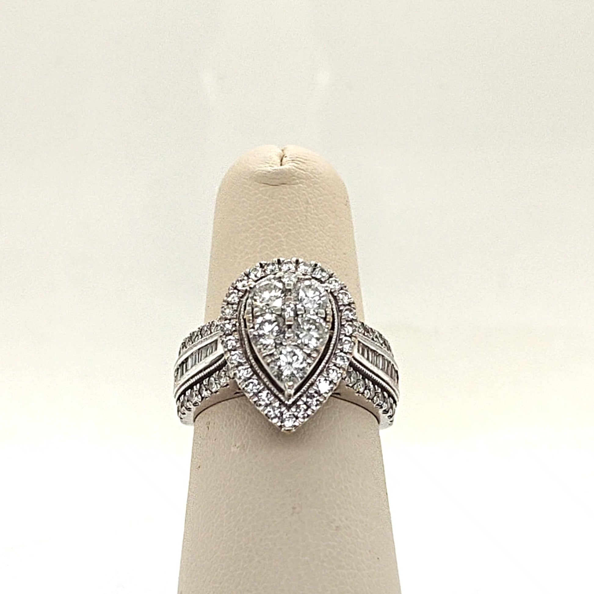 DIAMOND CLUSTER PEAR SHAPED COCKTAIL RING 2.33CT WHITE GOLD