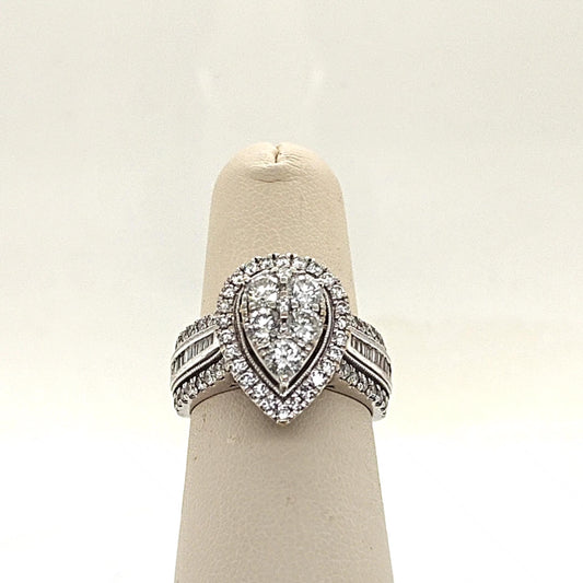 DIAMOND CLUSTER PEAR SHAPED COCKTAIL RING 2.33CT WHITE GOLD