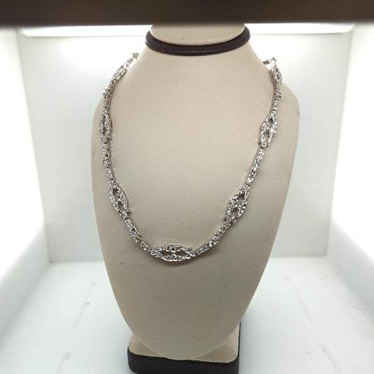 DIAMOND LINK NECKLACE WHITE GOLD 3.0CT