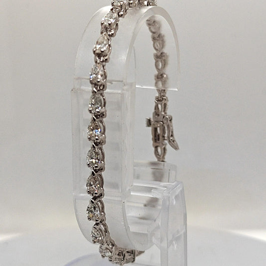 DIAMOND PEAR SHAPE TENNIS BRACELET WHITE GOLD 6.7CT