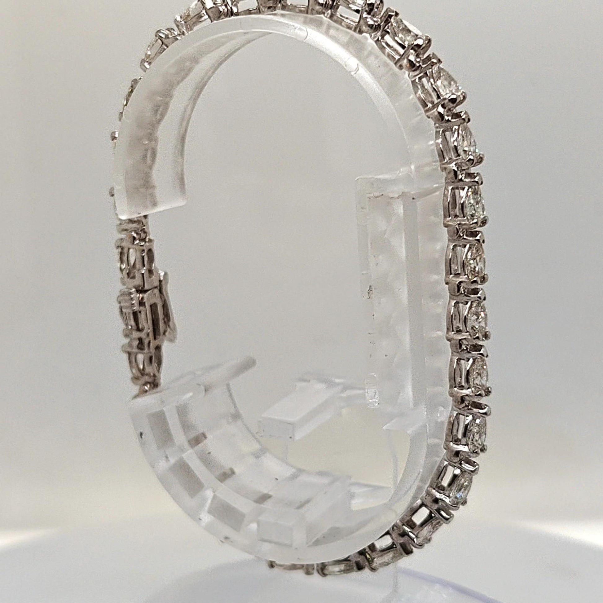 DIAMOND PEAR SHAPE TENNIS BRACELET WHITE GOLD 6.7CT