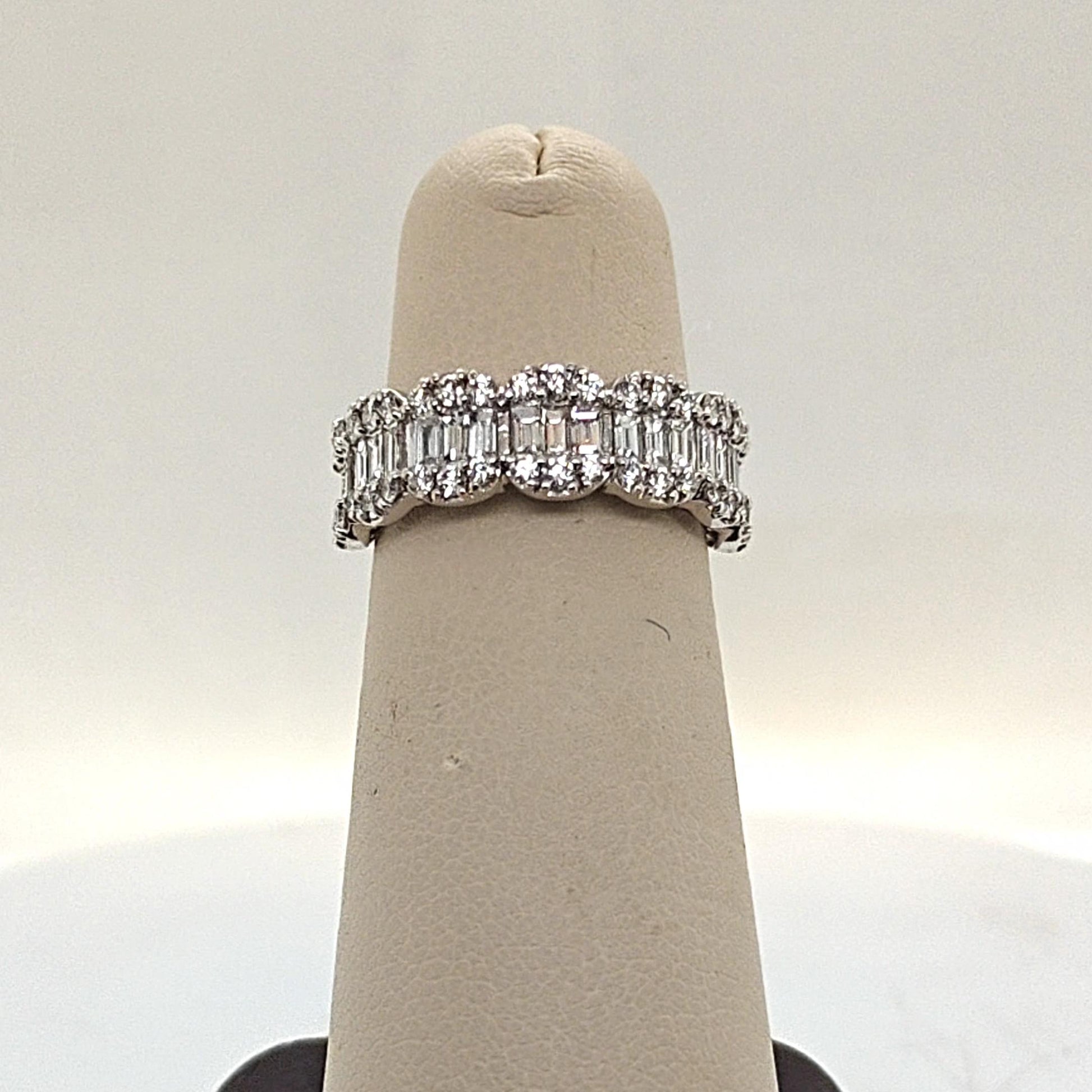 DIAMOND BAND HALF WAY BAGUETTE AND ROUND 1.5CTW WHITE GOLD