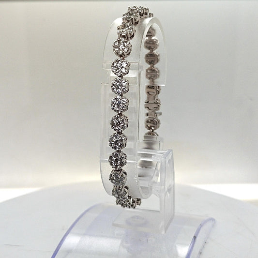 DIAMOND CLUSTER BRACELET WHITE GOLD 7.06CTW