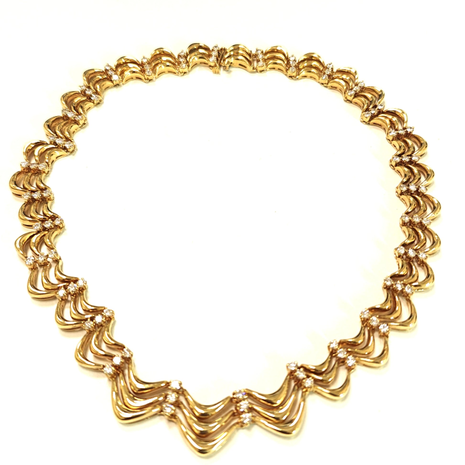 DIAMOND NECKLACE FLEXIBLE 3 ROW YELLOW GOLD