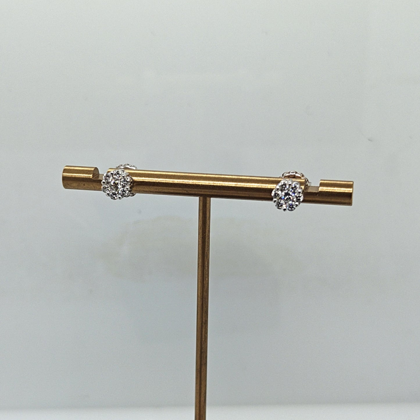 DIAMOND CLUSTER EARRINGS 0.75CT WHITE GOLD