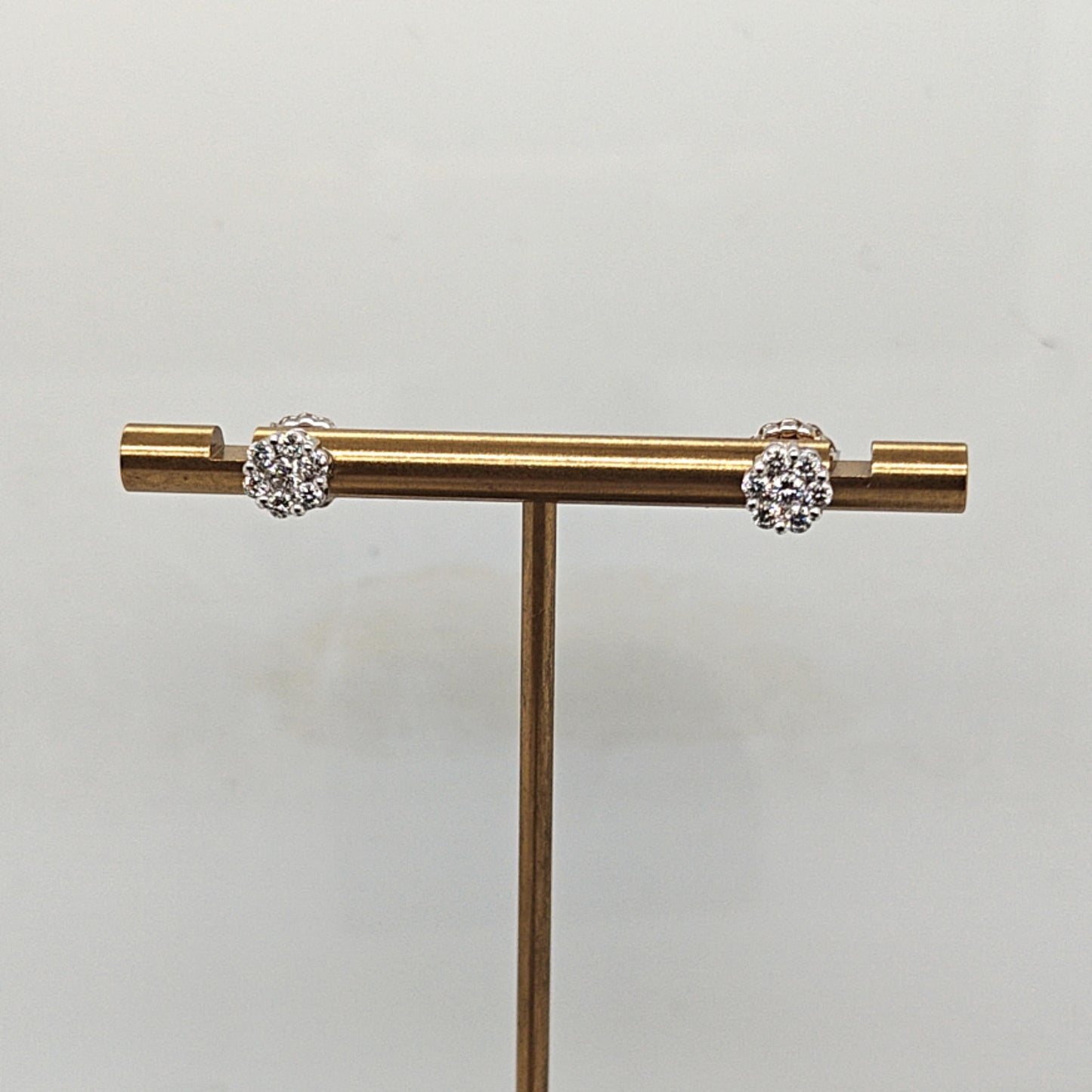 DIAMOND CLUSTER EARRINGS 0.75CT WHITE GOLD