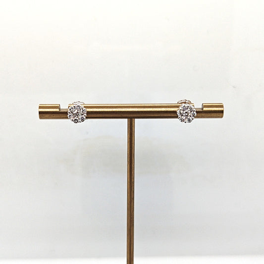 DIAMOND CLUSTER EARRINGS 0.75CT WHITE GOLD