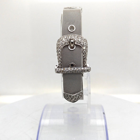 BUCKLE DESIGN DIAMOND BRACELET 1.75CT WHITE GOLD
