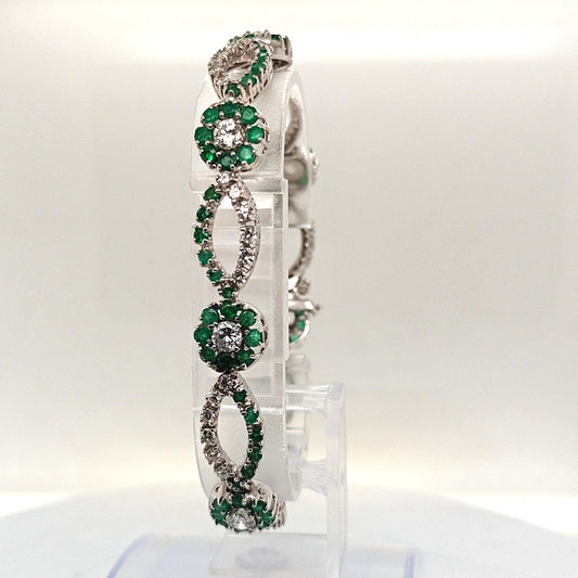 EMERALD AND DIAMOND BRACELET WHITE GOLD