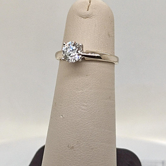 DIAMOND SOLITAIRE LEO CUT RING 0.70CT PLATINUM & WHITE GOLD