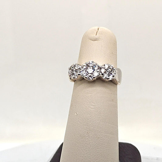 DIAMOND RING THREE CLUSTERS WHITE GOLD