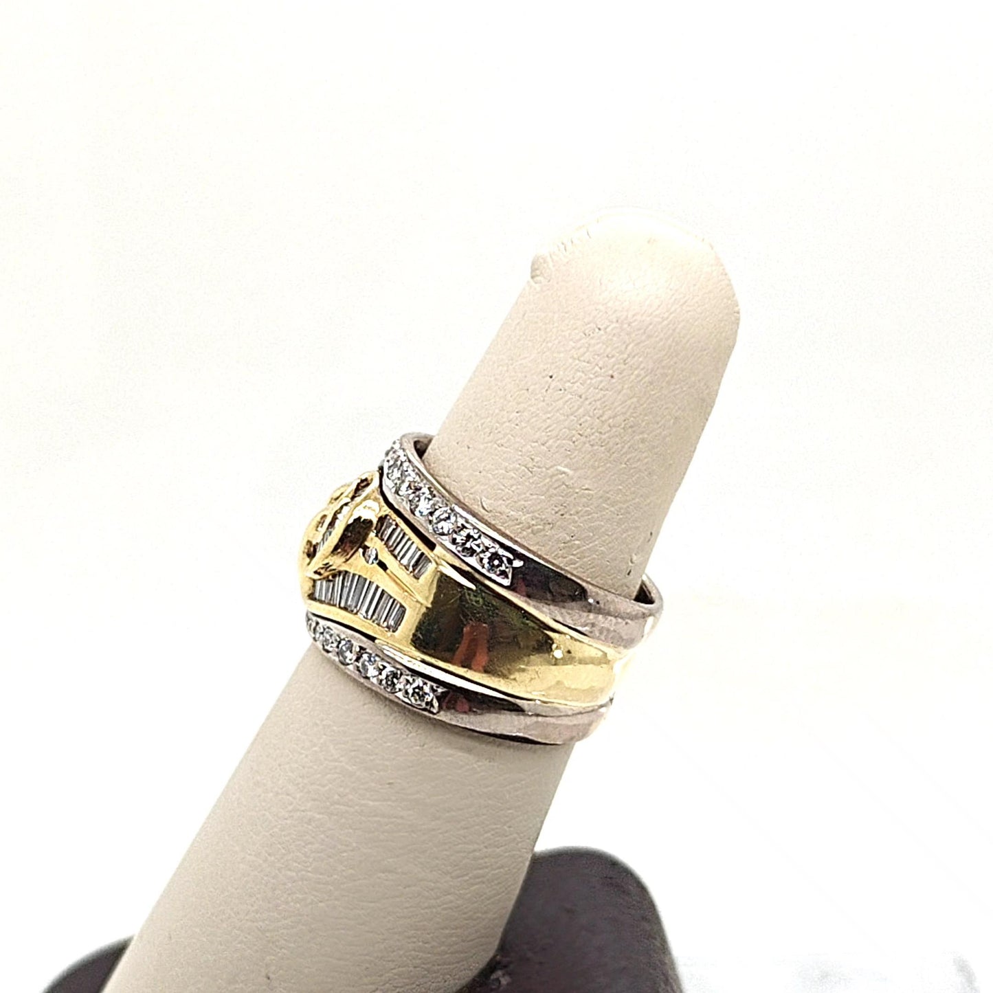 DIAMOND BAND RING WIDE TWO TONE 1.27CT
