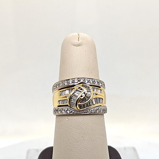DIAMOND BAND RING WIDE TWO TONE 1.27CT
