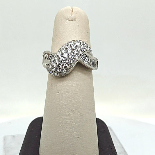 DIAMOND CLUSTER RING PAVE AND BAGUETTES 1.86CTW WHITE GOLD