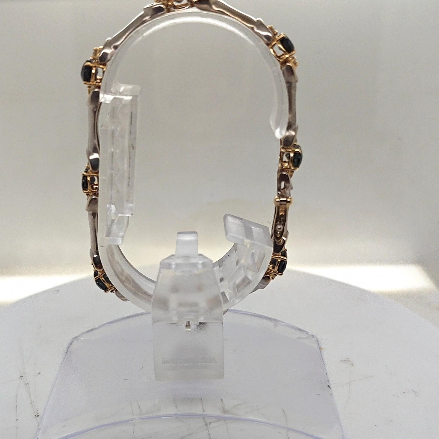 SAPPHIRE AND DIAMOND  2 TONE  BRACELET