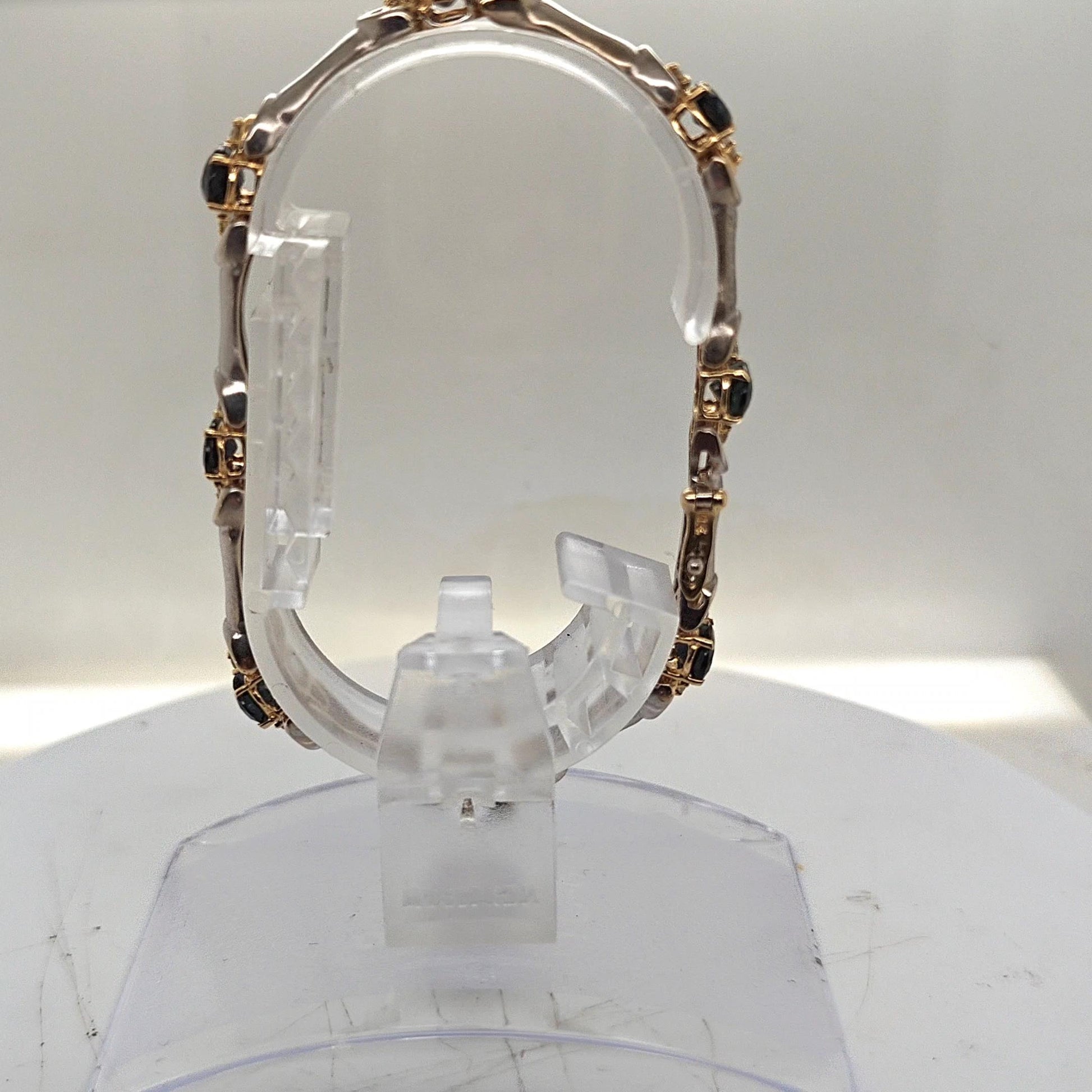 SAPPHIRE AND DIAMOND  2 TONE  BRACELET
