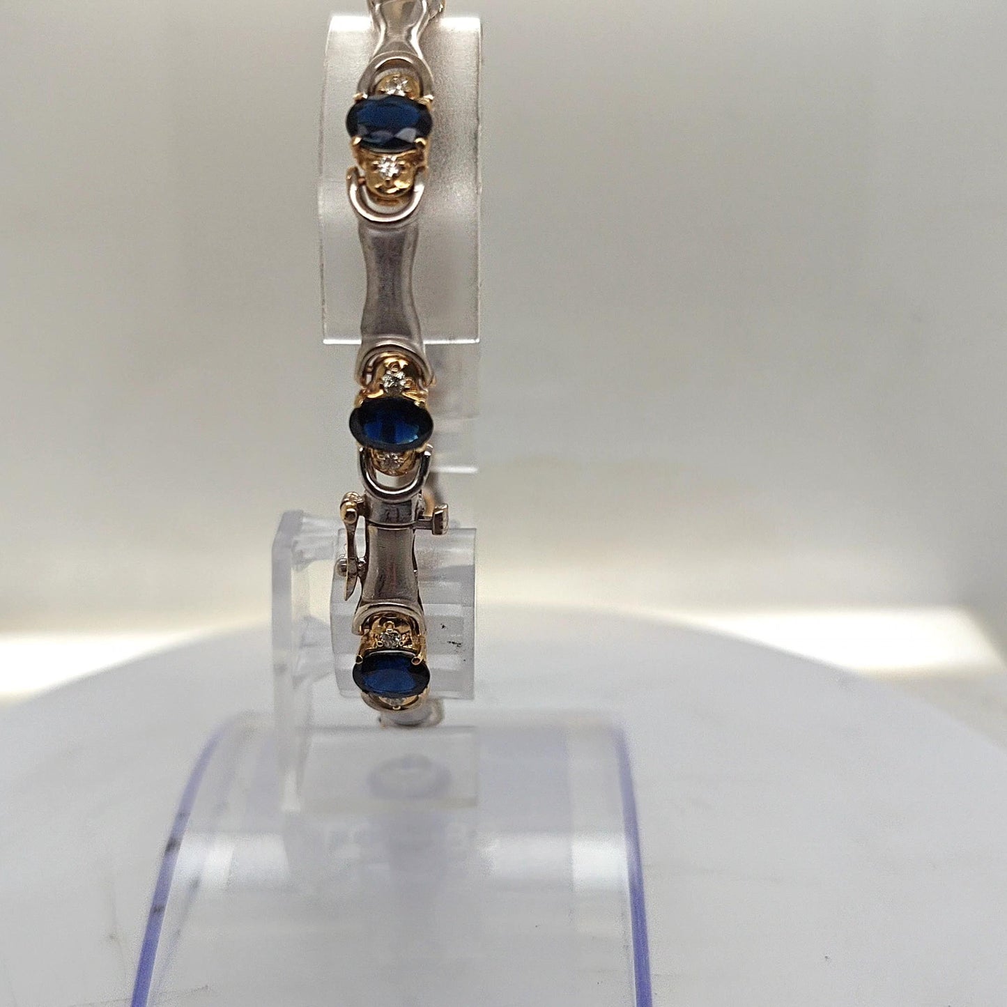 SAPPHIRE AND DIAMOND  2 TONE  BRACELET