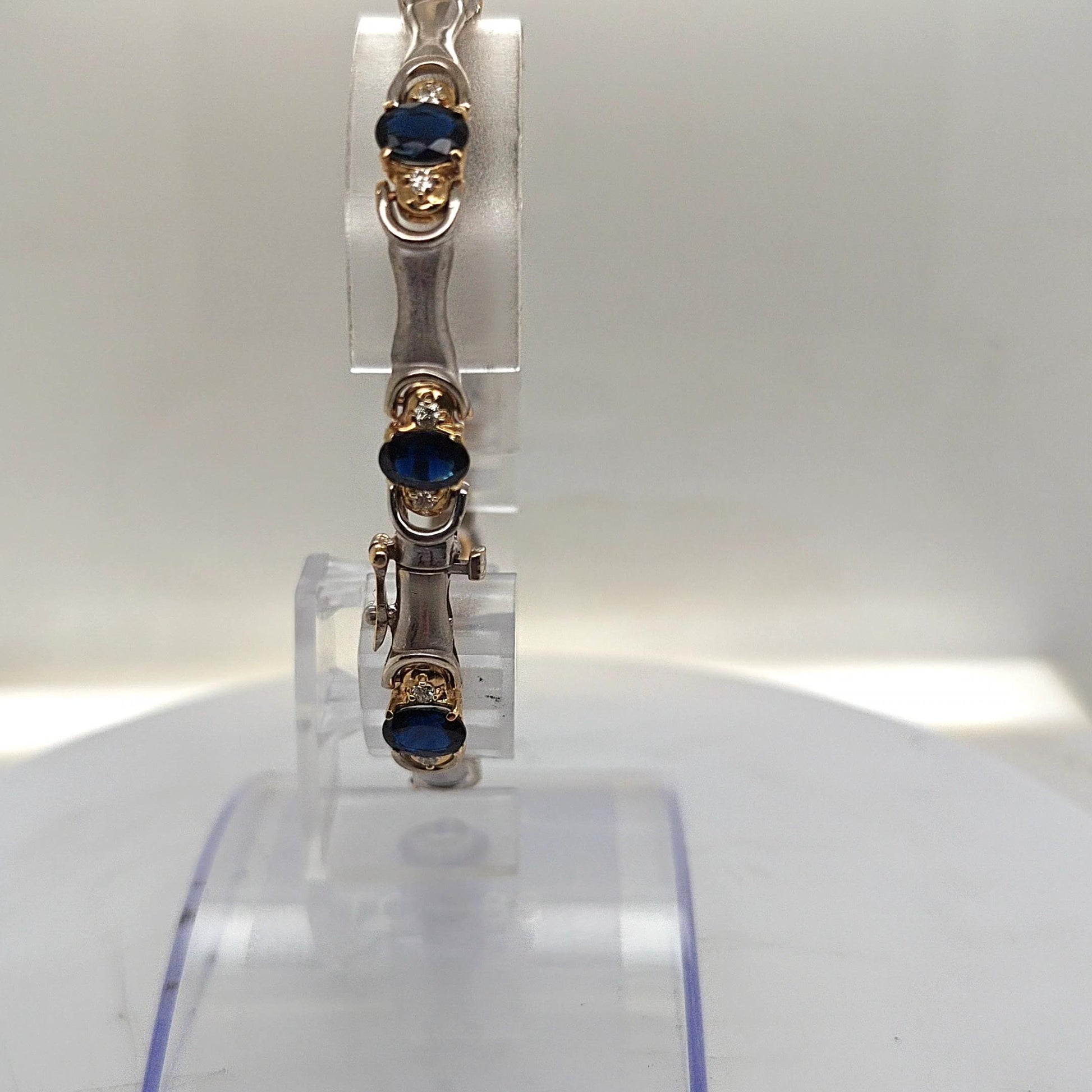 SAPPHIRE AND DIAMOND  2 TONE  BRACELET