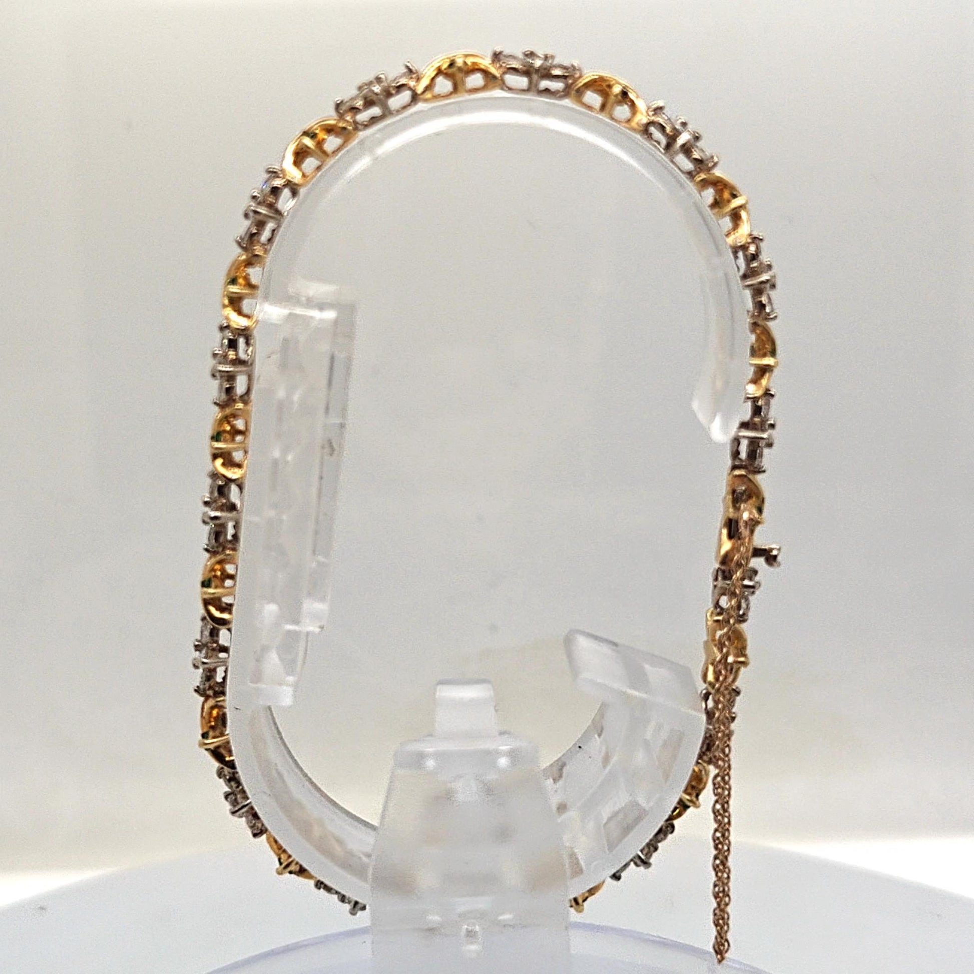 DIAMOND AND EMERALD BRACELET TWO TONE