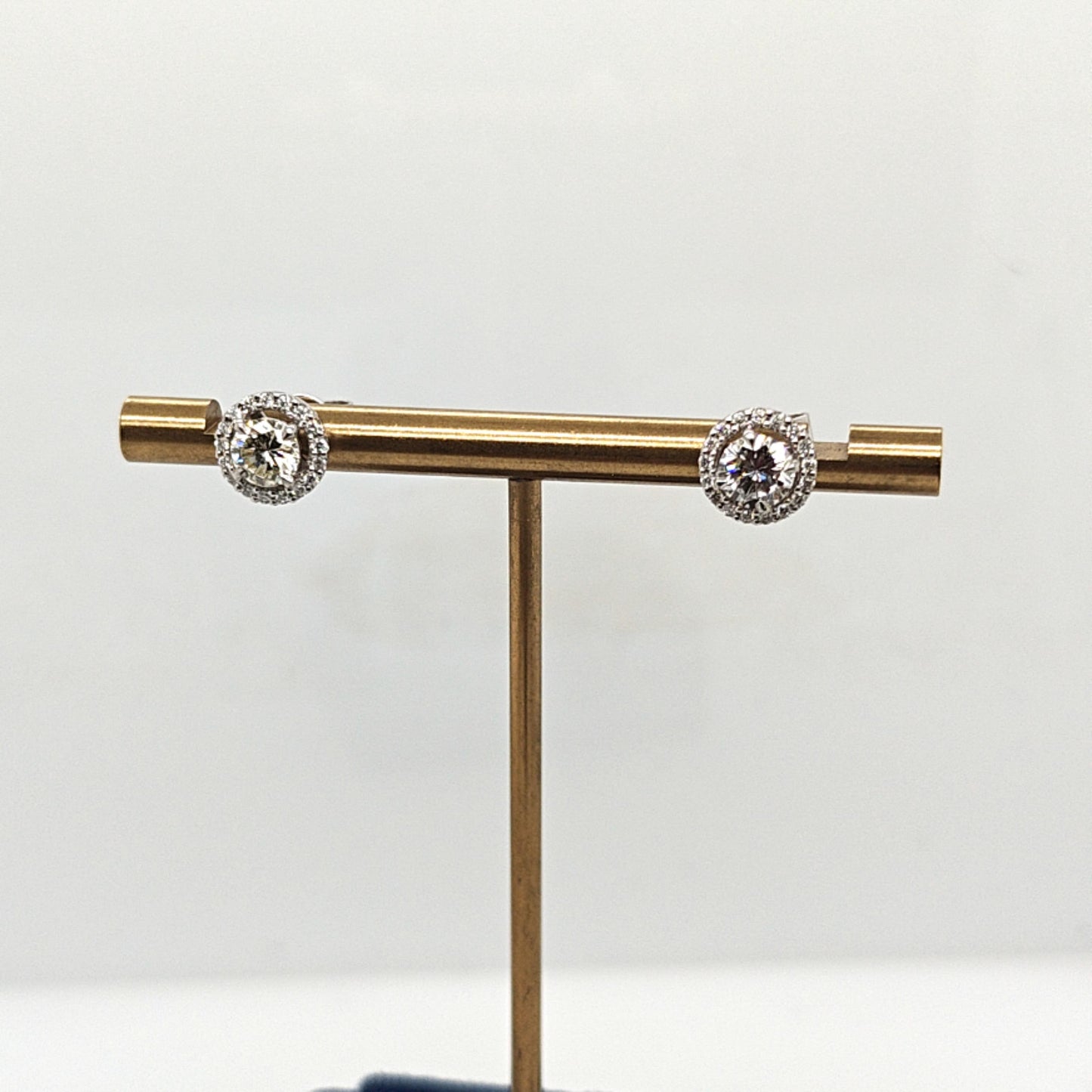DIAMOND STUD EARRINGS 0.55CT EACH WITH DIAMOND HALOS