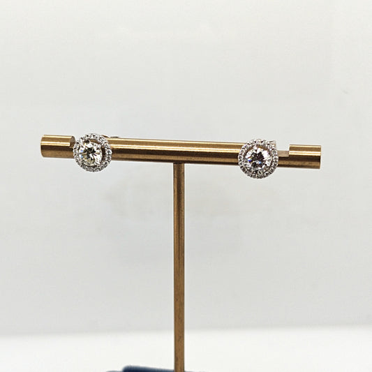 DIAMOND STUD EARRINGS 0.55CT EACH WITH DIAMOND HALOS