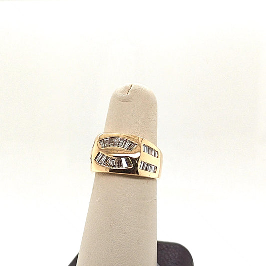 DIAMOND BAGUETTE RING CHANNEL SET 1.10CT YELLOW GOLD