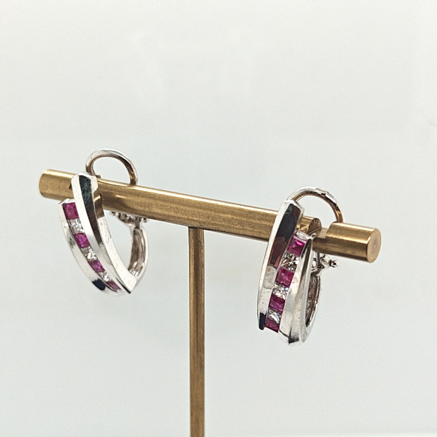 RUBY AND DIAMOND AND RUBY EARRINGS WHITE GOLD