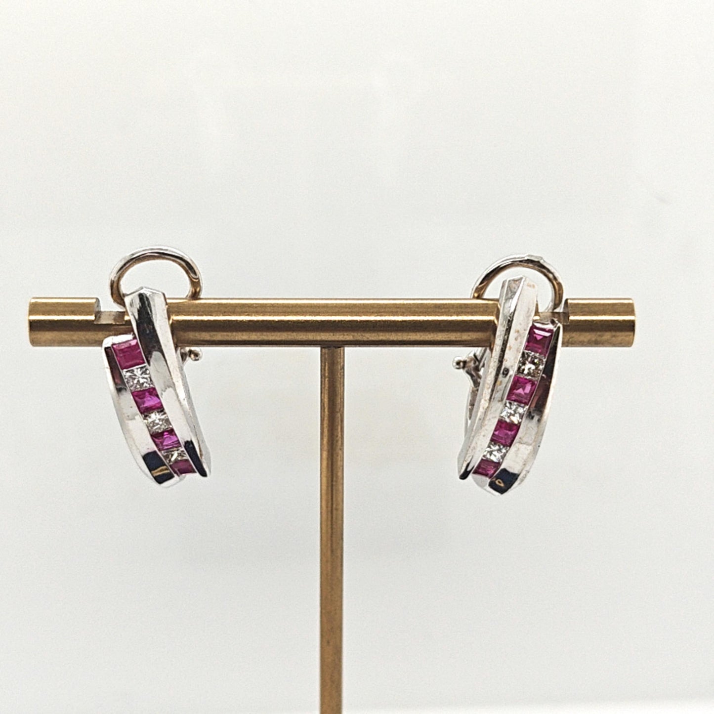 RUBY AND DIAMOND AND RUBY EARRINGS WHITE GOLD
