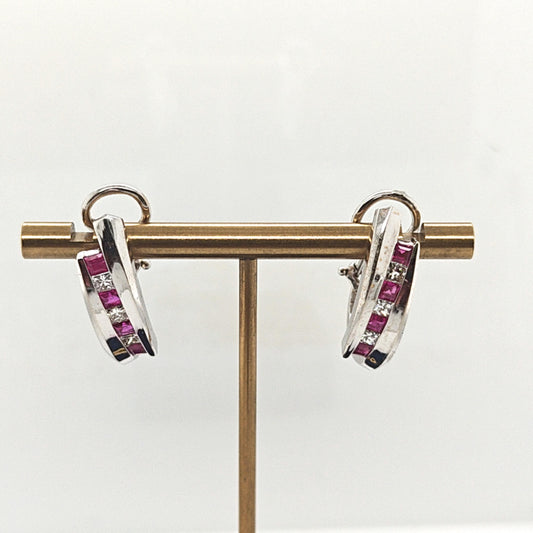 RUBY AND DIAMOND AND RUBY EARRINGS WHITE GOLD
