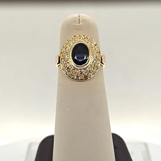 SAPPHIRE AND DIAMOND RING YELLOW GOLD