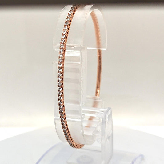 DIAMOND BANGLE TENNIS BRACELET FLEXIBLE ROSE GOLD 2.15CT