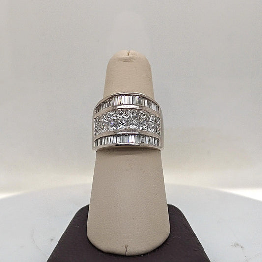WIDE DIAMOND BAND RING 5.0CT WHITE GOLD