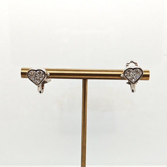 DIAMOND INVISIBLE SET HEART SHAPE EARRINGS WHITE GOLD