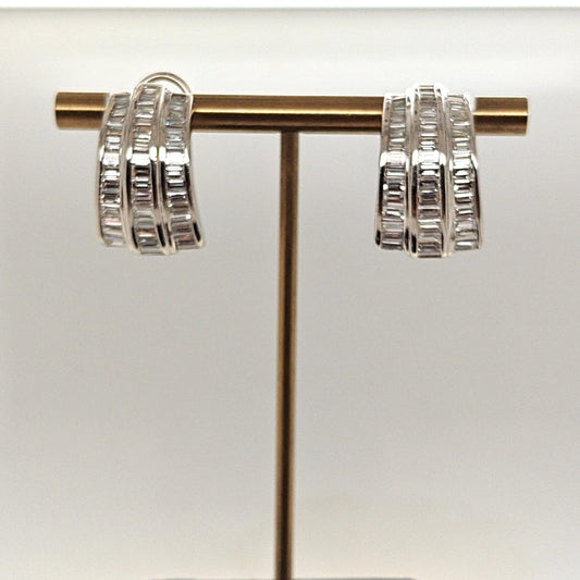 DIAMOND BAGUETTE EARRINGS CHANNEL SET 4.86CT WHITE GOLD