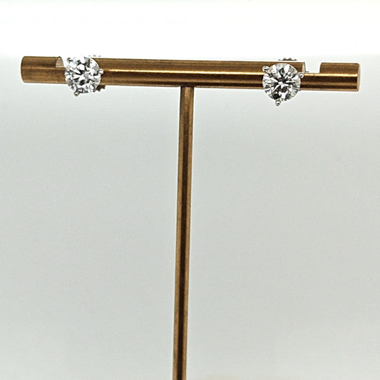 DIAMOND STUD EARRINGS 2.00CT GIA D-SI2 WHITE GOLD MARTINI SET