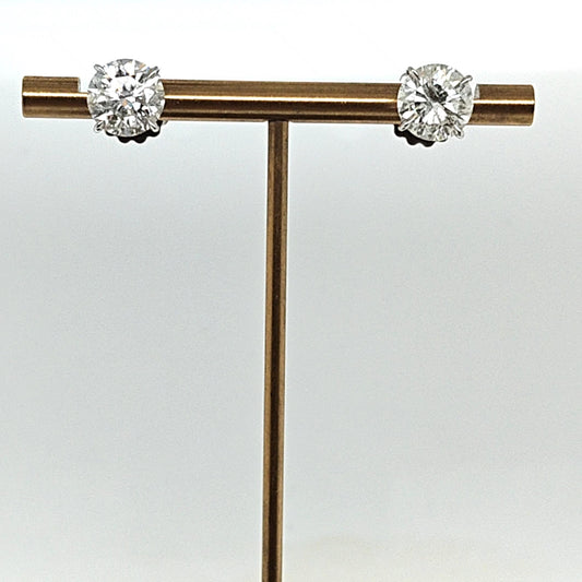 DIAMOND STUD EARRINGS 5.56CT PLATINUM MARTINI SETTING