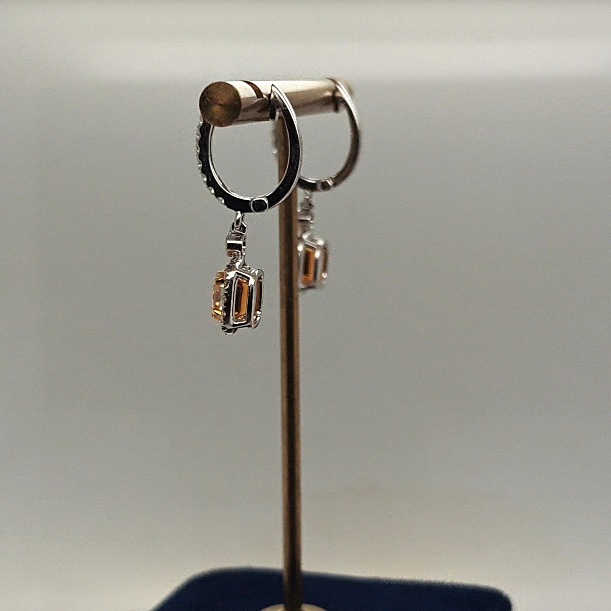 YELLOW DIAMOND 2.02CT DANGLE EARRINGS DIAMOND HALO WHITE GOLD