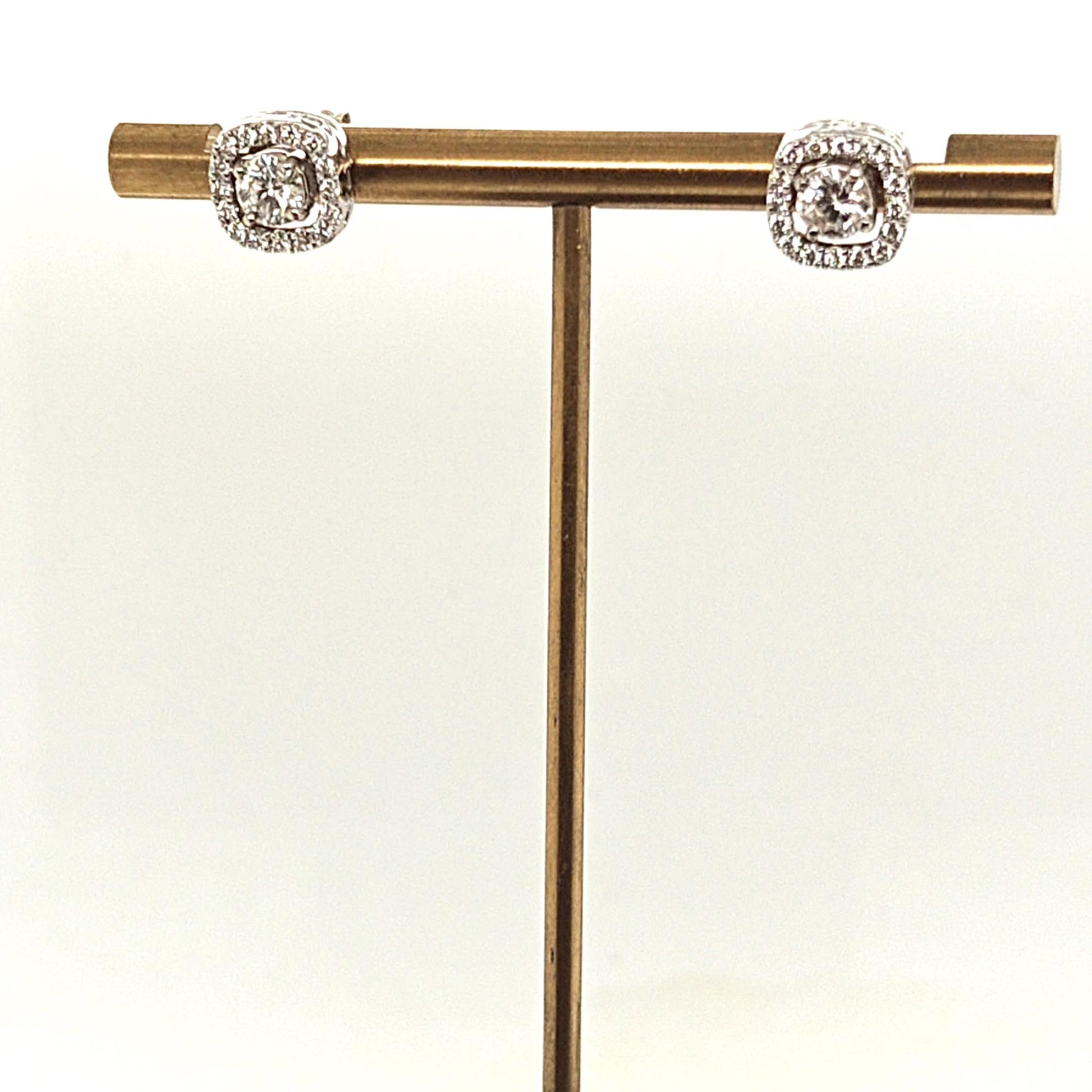 DIAMOND STUD EARRINGS 0.75CT WITH REMOVABLE HALOS WHITE GOLD