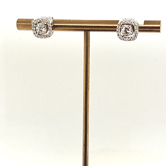 DIAMOND STUD EARRINGS 0.75CT WITH REMOVABLE HALOS WHITE GOLD