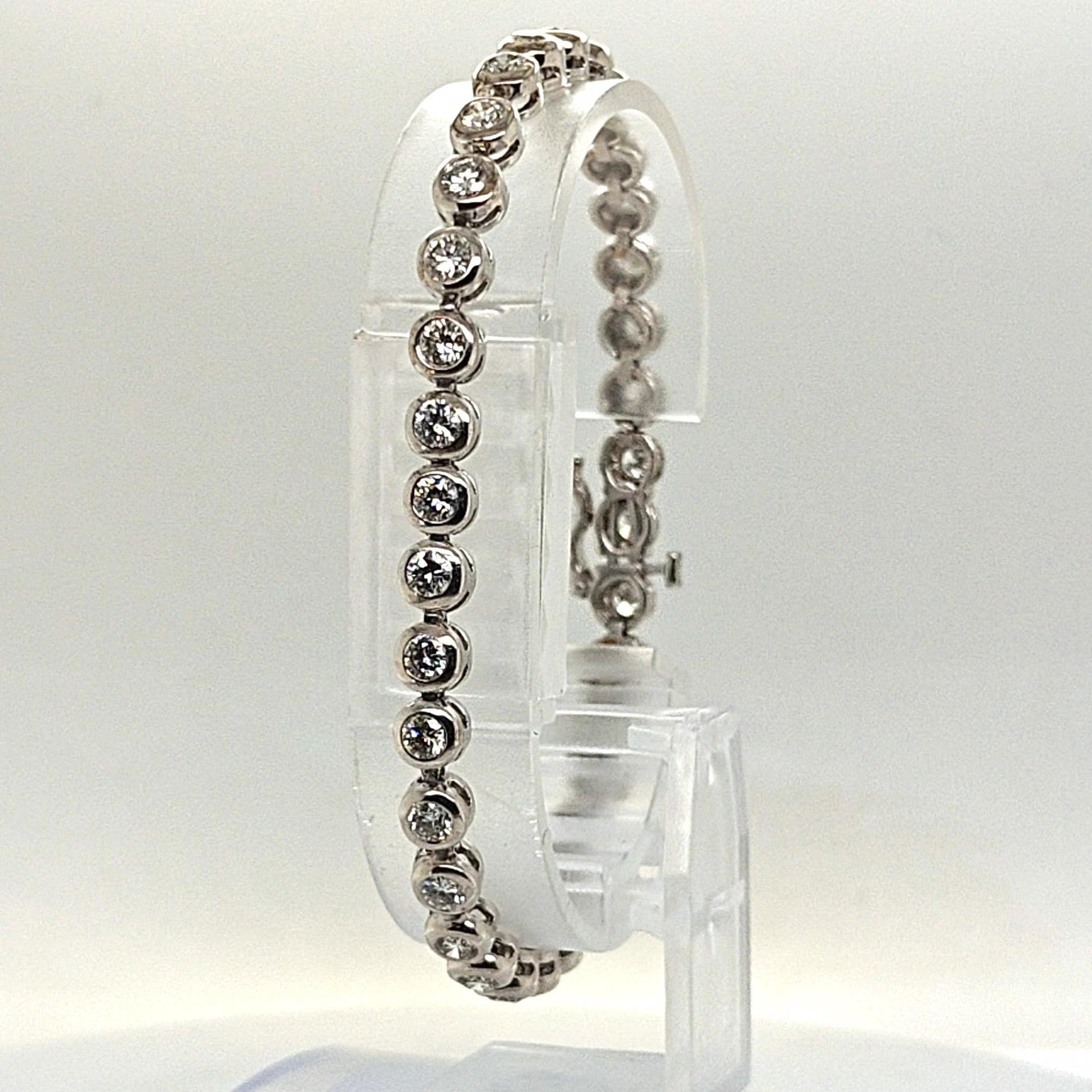 DIAMOND TENNIS BRACELET BEZEL SET 3.81CT WHITE GOLD