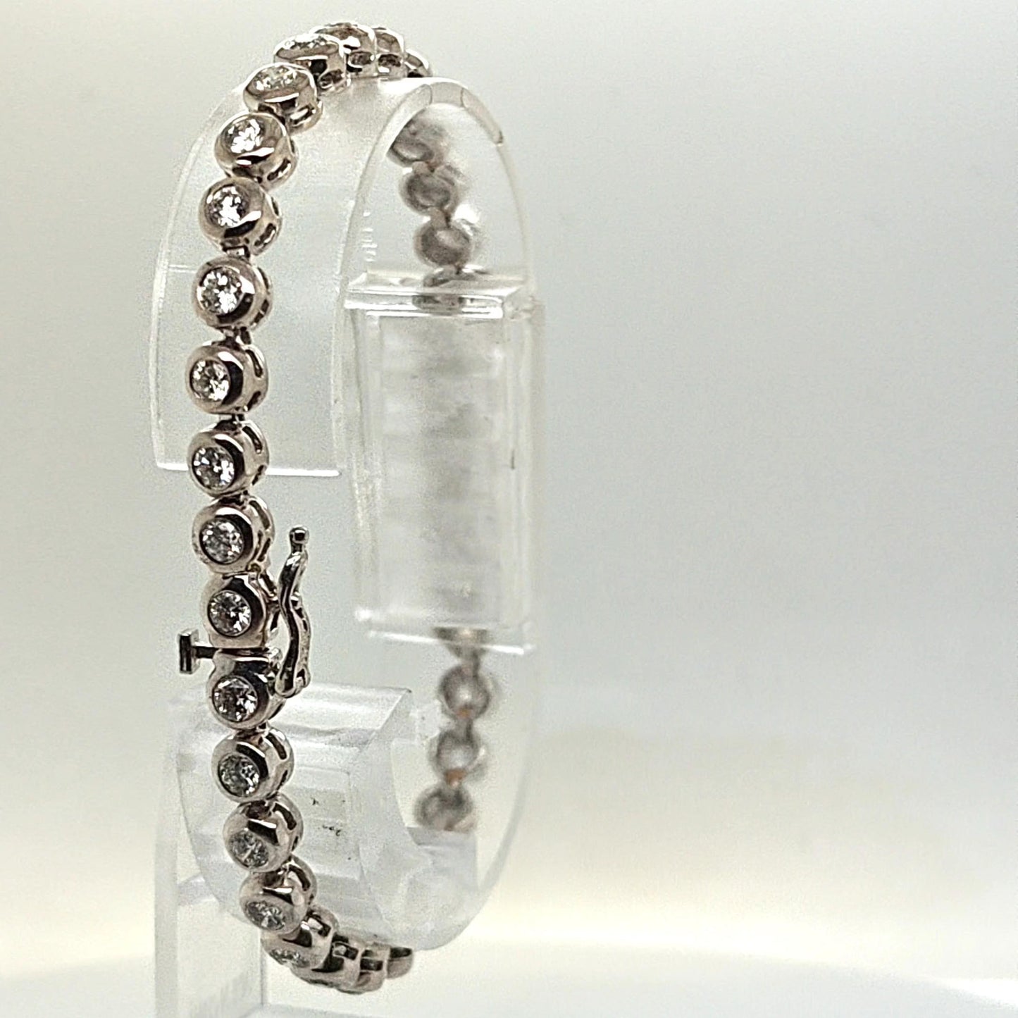 DIAMOND TENNIS BRACELET BEZEL SET 3.81CT WHITE GOLD
