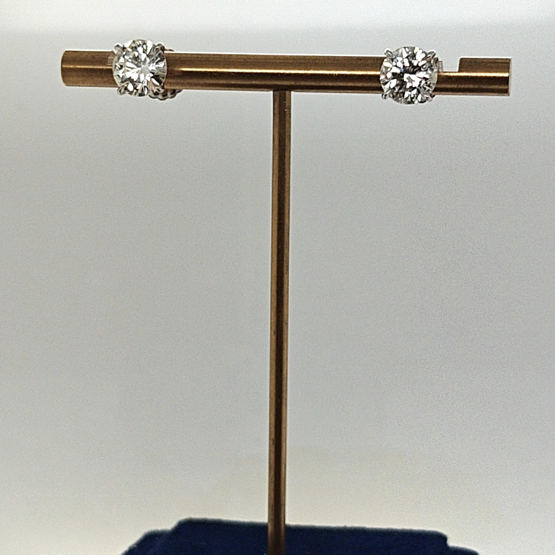 DIAMOND STUD EARRINGS 2.80CT MARTINI SET HANDMADE PLATINUM
