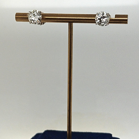 DIAMOND STUD EARRINGS 2.80CT MARTINI SET HANDMADE PLATINUM