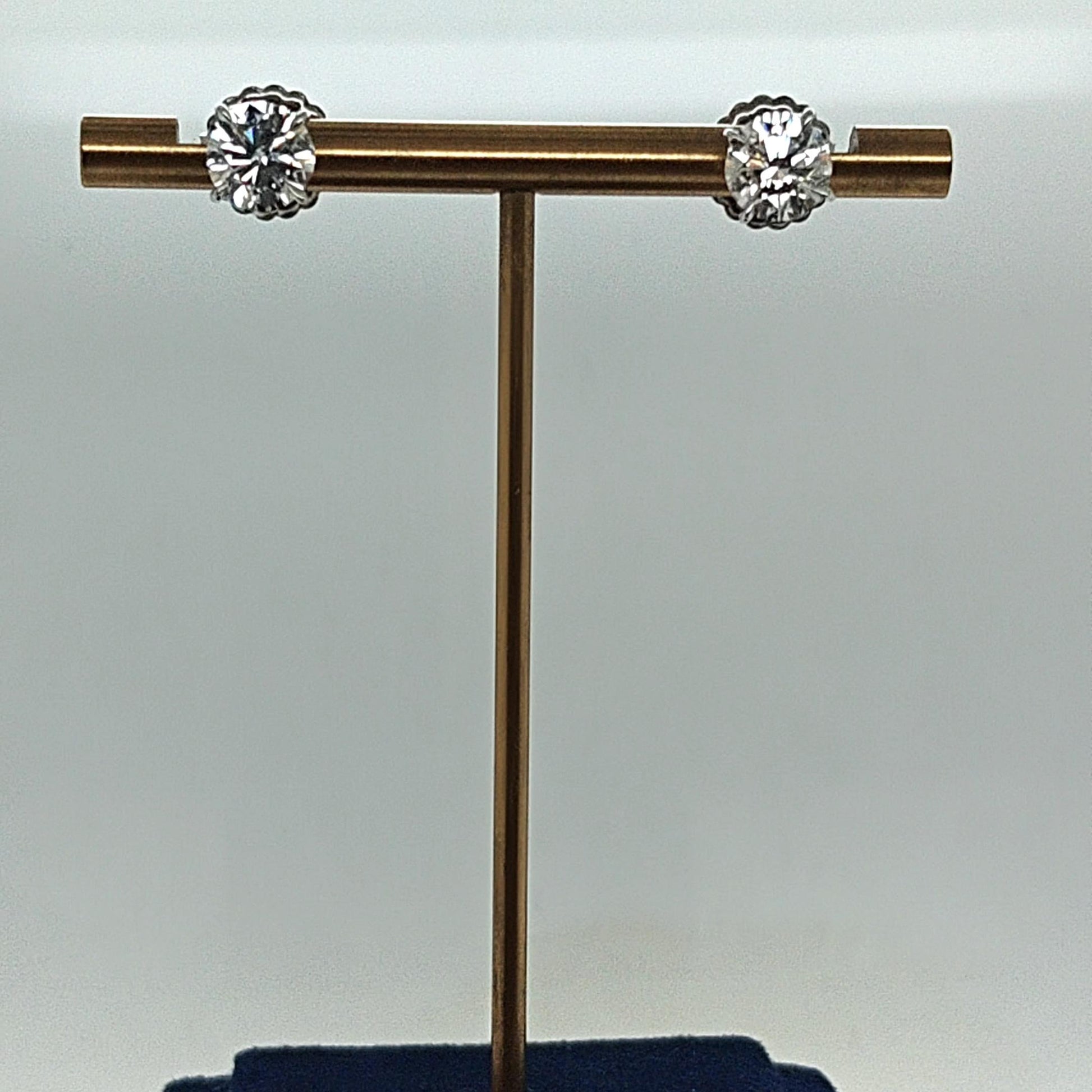 DIAMOND STUD EARRINGS 3.02CT MARTINI SET HANDMADE PLATINUM