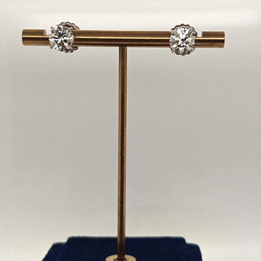 DIAMOND STUD EARRINGS 3.02CT MARTINI SET HANDMADE PLATINUM