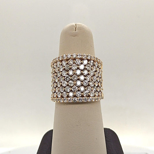 DIAMOND BAND RING 2.73CT WIDE YELLOW GOLD