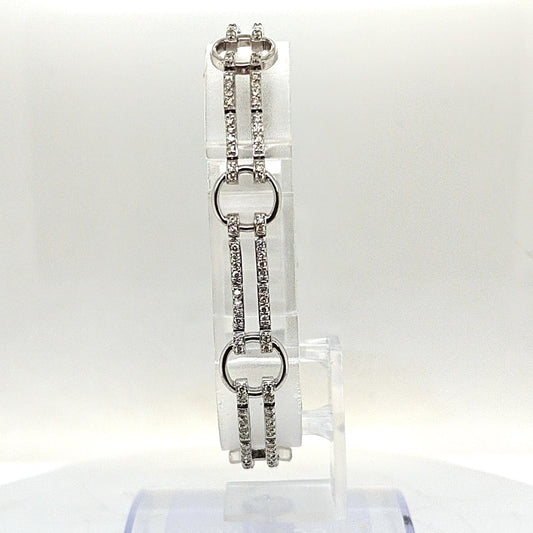 DIAMOND BRACELET TWO ROWS 1.37CT WHITE GOLD